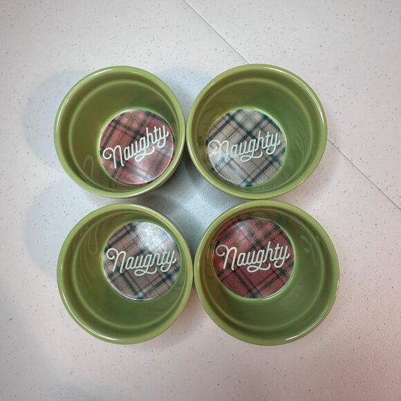 Christmas Holiday Themed Bowls Santa's Nice List and Naughty Plaid Design Winter - Picture 2 of 7